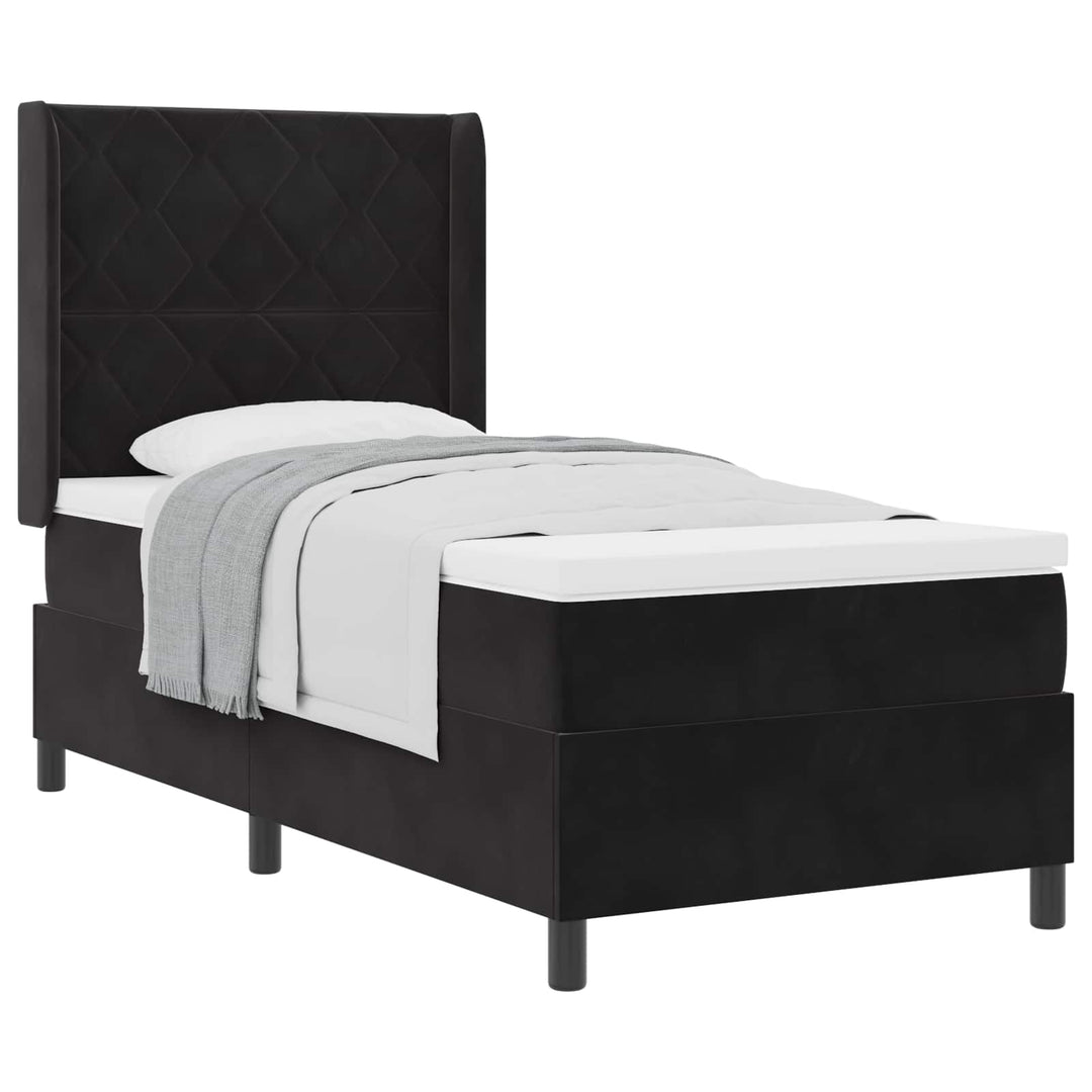 Box spring seng med hovedgærde Sort 90 x 190 cm Fløjl