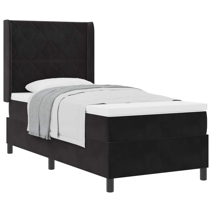 Box spring seng med hovedgærde Sort 90 x 190 cm Fløjl