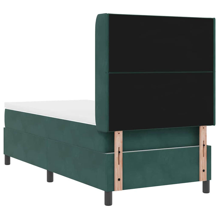 Box spring seng med hovedgærde Mørkegrøn 90 x 200 cm Fløjl
