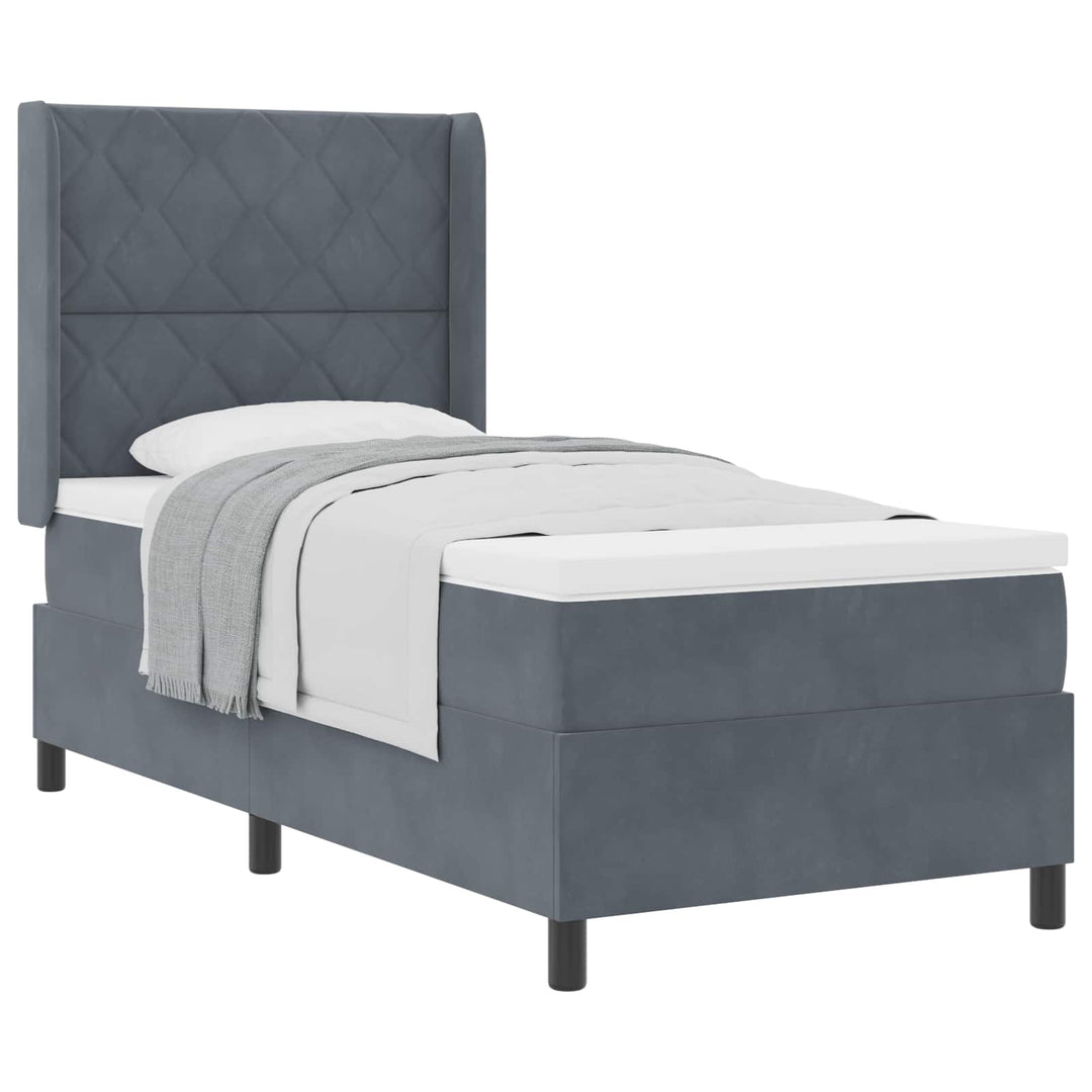 Box spring seng med hovedgærde Mørkegrå 100 x 200 cm Fløjl