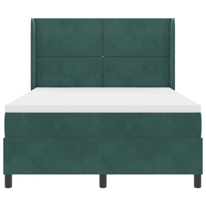 Box spring seng med madras Mørkegrøn 140 x 190 cm Fløjl