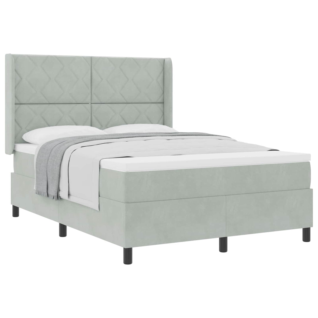 Box spring seng med madras Lysegrå 140 x 200 cm Fløjl