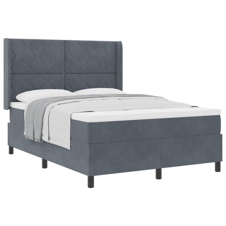 Box spring seng med hovedgærde Mørkegrå 140 x 200 cm Fløjl