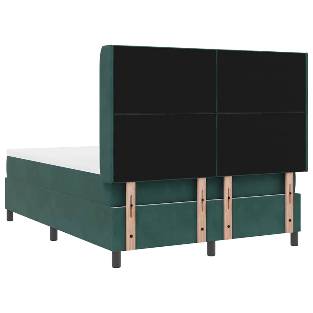 Box spring seng med madras Mørkegrøn 140 x 200 cm Fløjl