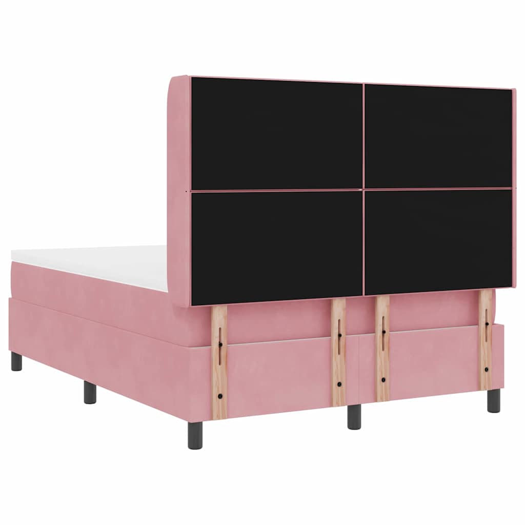 Box spring seng med hovedgærde Lyserød 140 x 200 cm Fløjl