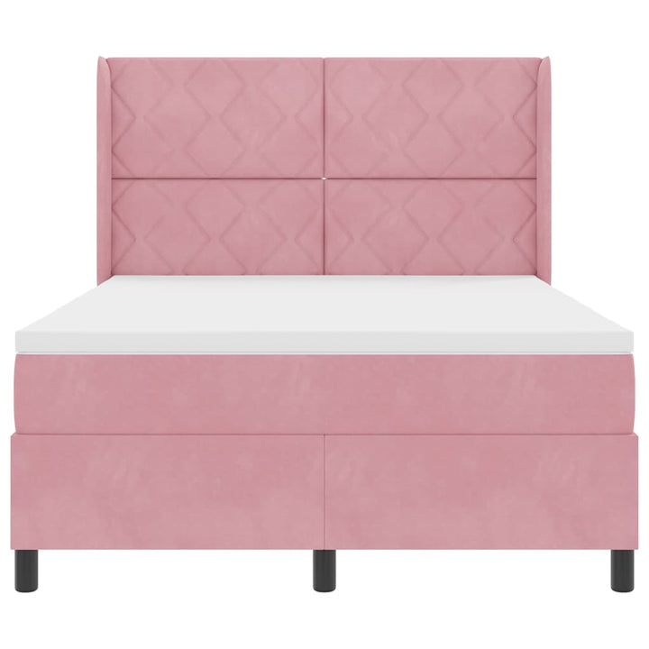 Box spring seng med hovedgærde Lyserød 140 x 200 cm Fløjl