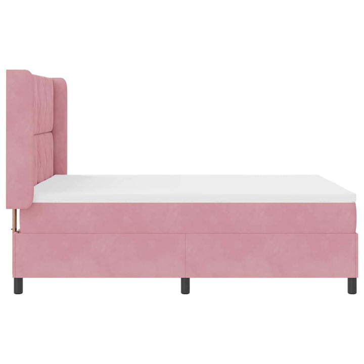 Box spring seng med hovedgærde Lyserød 140 x 200 cm Fløjl