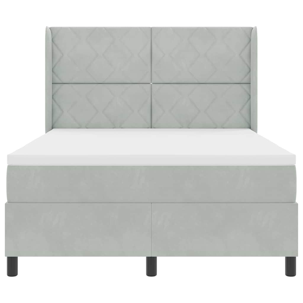Box spring seng med hovedgærde Lysegrå 160 x 200 cm Fløjl