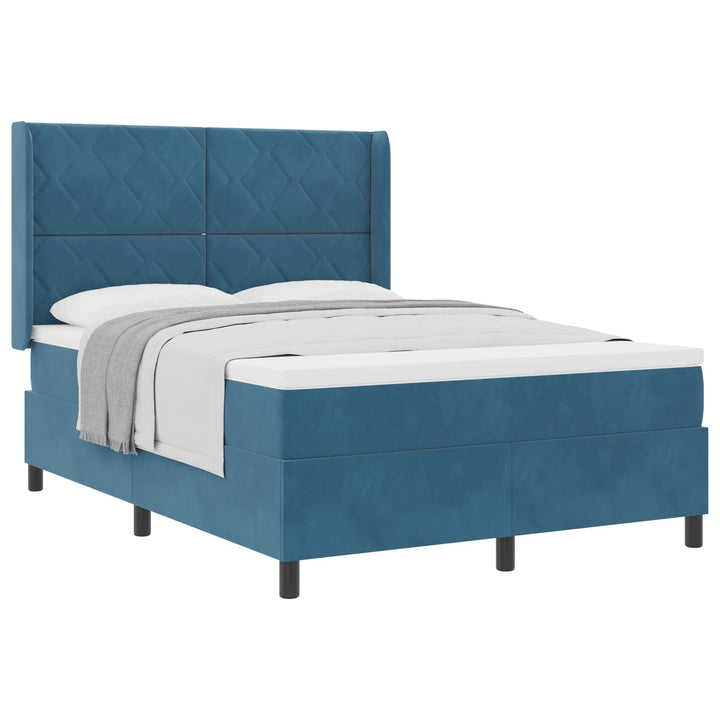 Box spring seng med hovedgærde Blå 160 x 200 cm Fløjl