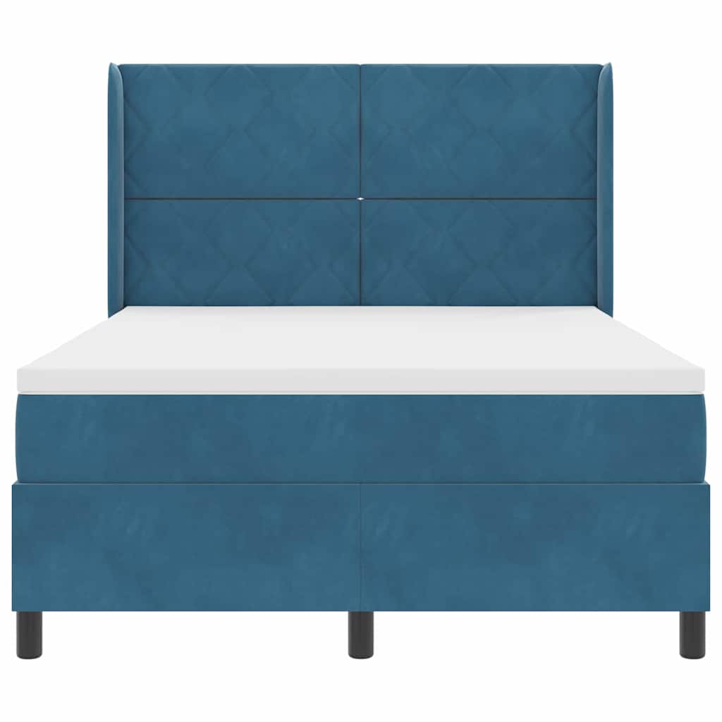Box spring seng med hovedgærde Blå 160 x 200 cm Fløjl