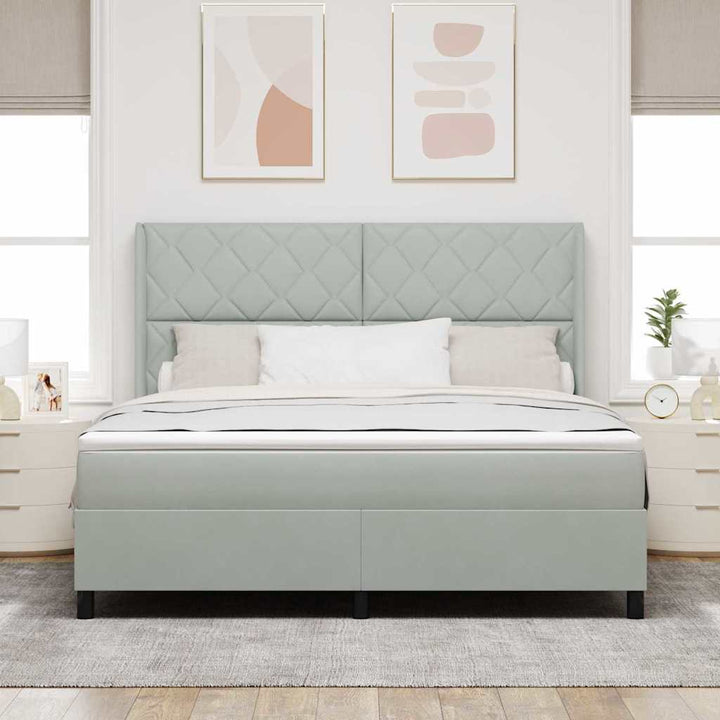 Box spring seng med madras Lysegrå 180 x 200 cm Fløjl