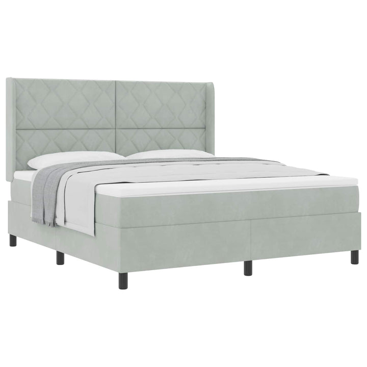 Box spring seng med madras Lysegrå 180 x 200 cm Fløjl