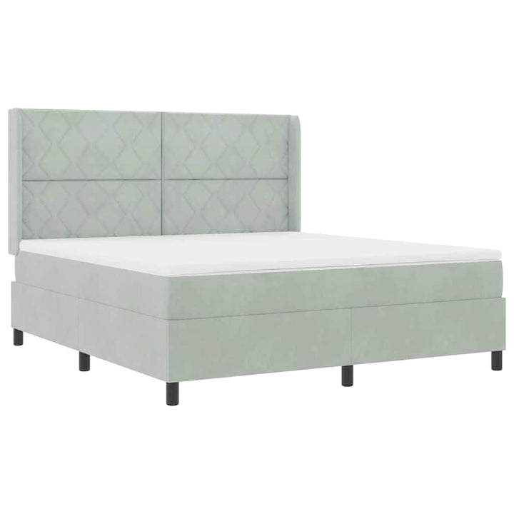 Box spring seng med madras Lysegrå 180 x 200 cm Fløjl