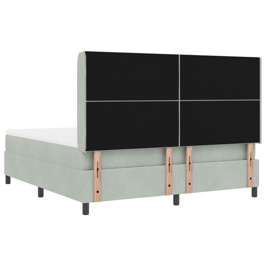 Box spring seng med madras Lysegrå 180 x 200 cm Fløjl
