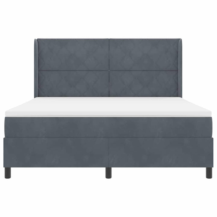 Box spring seng med hovedgærde Mørkegrå 180 x 200 cm Fløjl