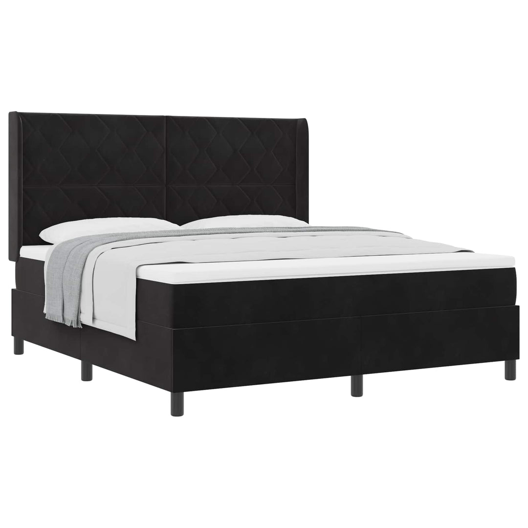 Box spring seng med hovedgærde Sort 180 x 200 cm Fløjl