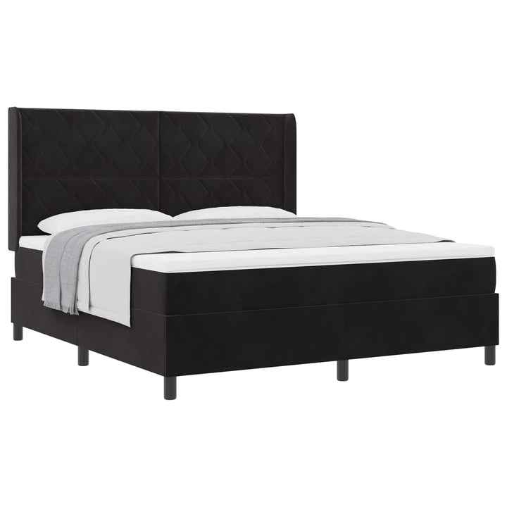 Box spring seng med hovedgærde Sort 180 x 200 cm Fløjl