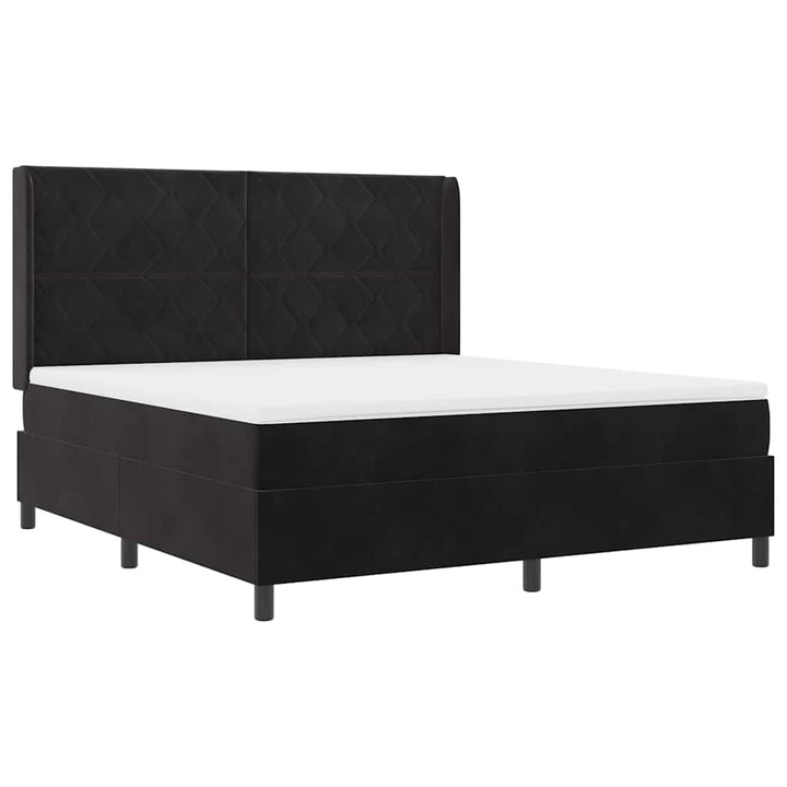 Box spring seng med hovedgærde Sort 180 x 200 cm Fløjl