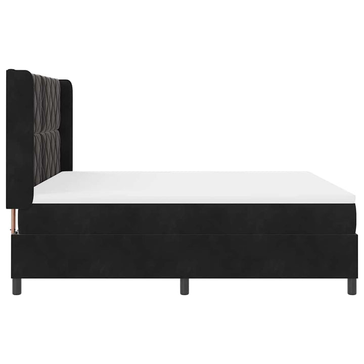 Box spring seng med hovedgærde Sort 180 x 200 cm Fløjl