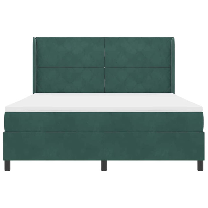 Box spring seng med hovedgærde Mørkegrøn 180 x 200 cm Fløjl