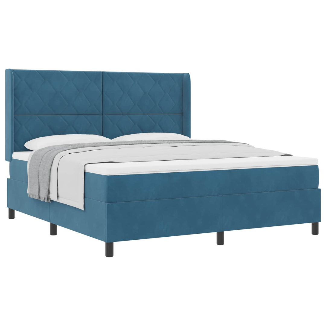Box spring seng med madras Blå 180 x 200 cm Fløjl