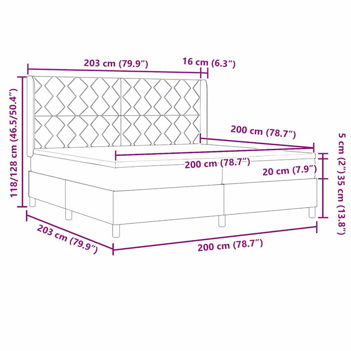 Box spring seng med hovedgærde Sort 200 x 200 cm Fløjl