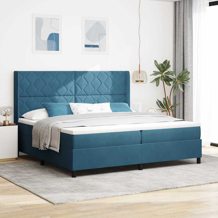 Box spring seng med madras Blå 200 x 200 cm Fløjl