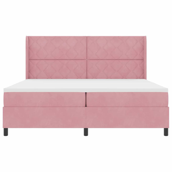 Box spring seng med hovedgærde Lyserød 200 x 200 cm Fløjl