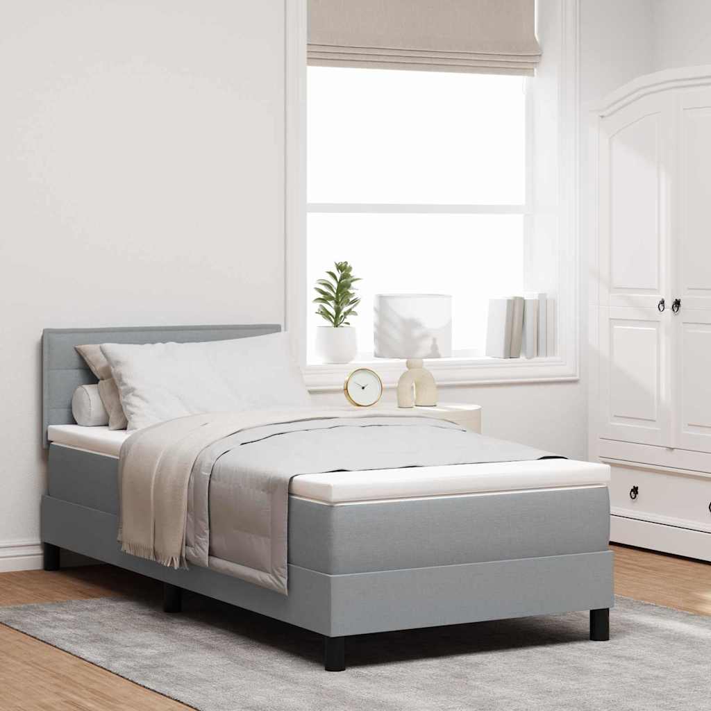 Box spring seng med madras med LED Lysegrå 80 x 200 cm Stof