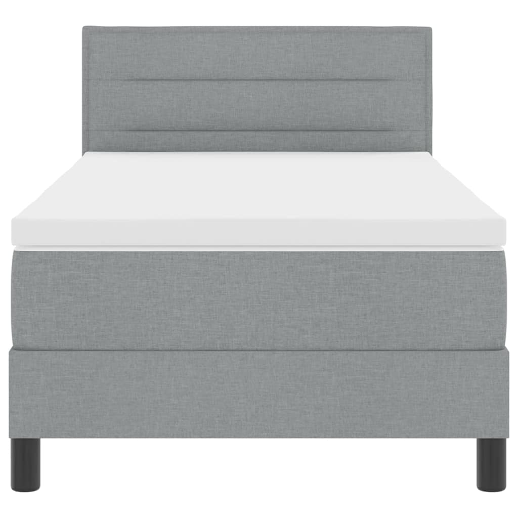 Box spring seng med madras med LED Lysegrå 80 x 200 cm Stof