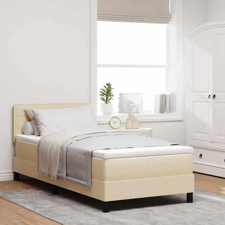 Box spring seng med madras med LED Creme 90 x 190 cm Stof