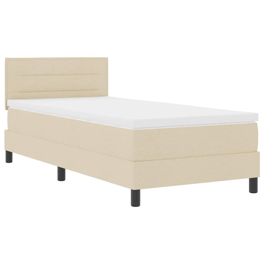Box spring seng med madras med LED Creme 90 x 190 cm Stof