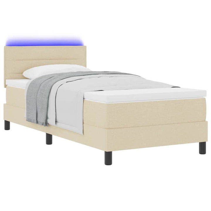 Box spring seng med madras med LED Creme 90 x 190 cm Stof