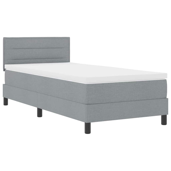 Box spring seng med madras med LED Lysegrå 90 x 200 cm Stof