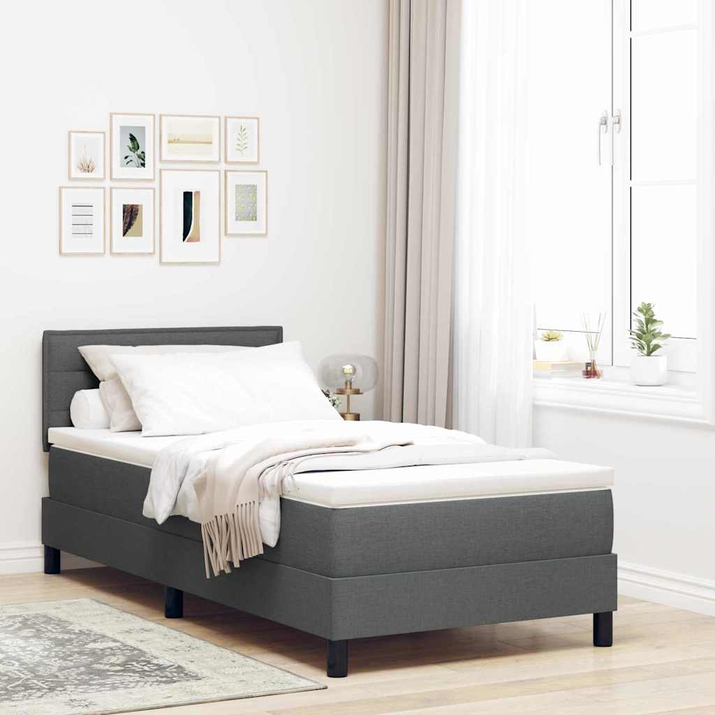 Box spring seng med madras med LED Mørkegrå 100 x 200 cm Stof