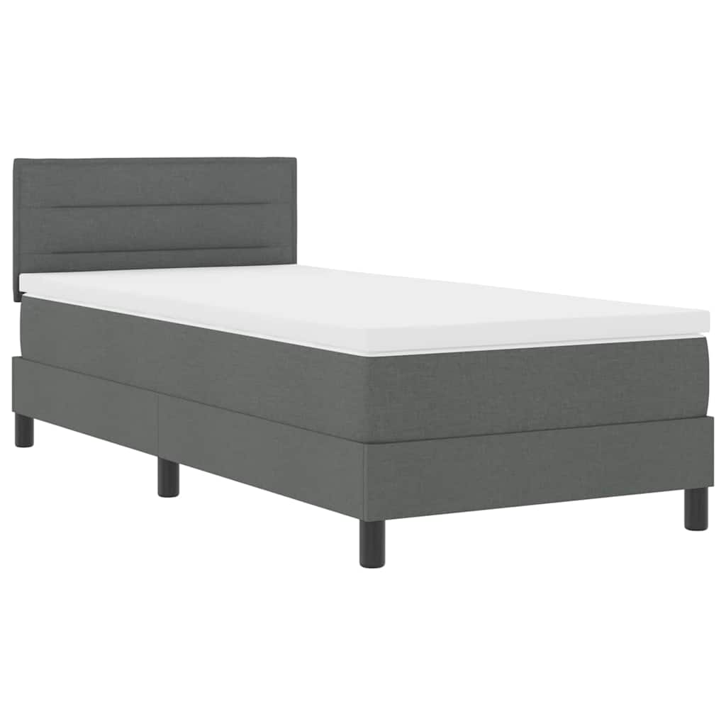 Box spring seng med madras med LED Mørkegrå 100 x 200 cm Stof