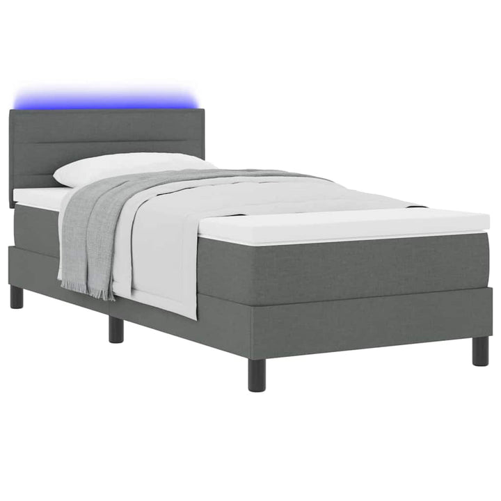 Box spring seng med madras med LED Mørkegrå 100 x 200 cm Stof