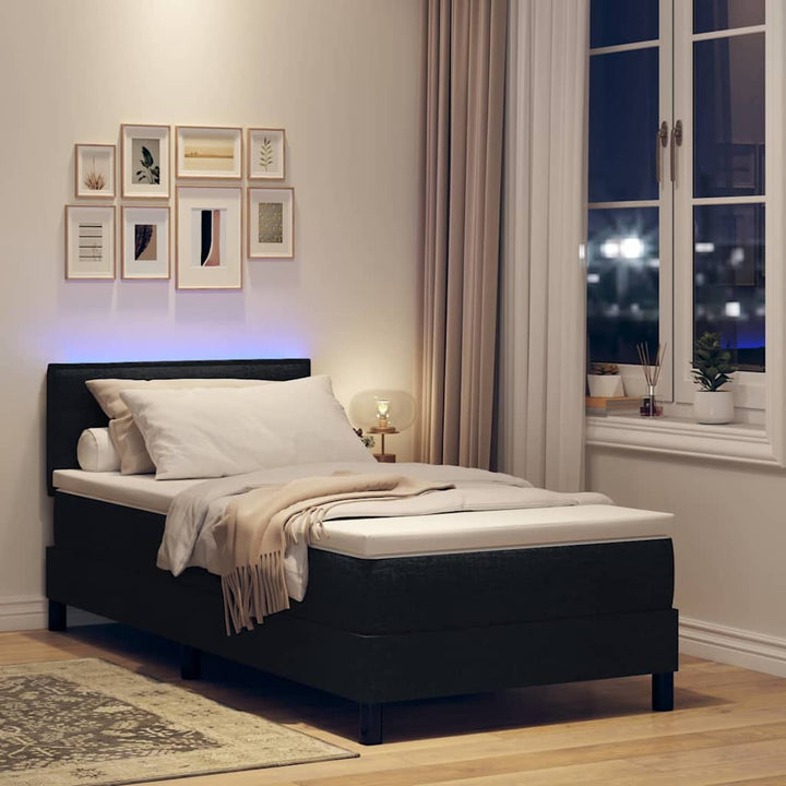 Box spring seng med madras med LED Sort 100 x 200 cm Stof