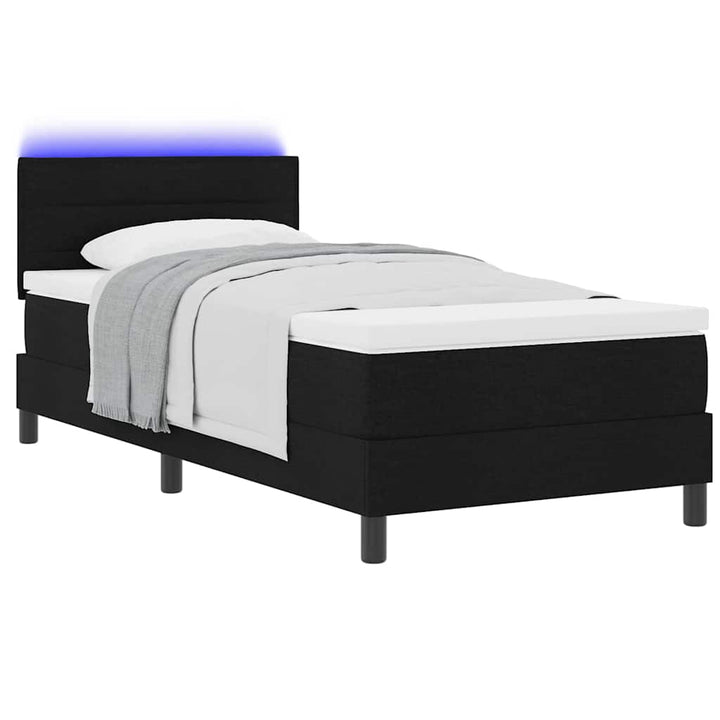 Box spring seng med madras med LED Sort 100 x 200 cm Stof