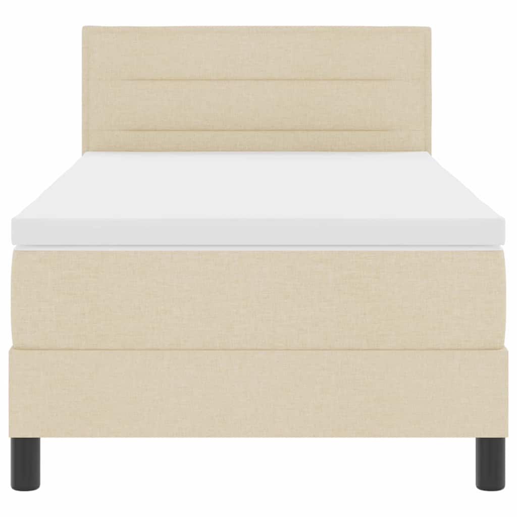 Box spring seng med madras med LED Creme 100 x 200 cm Stof