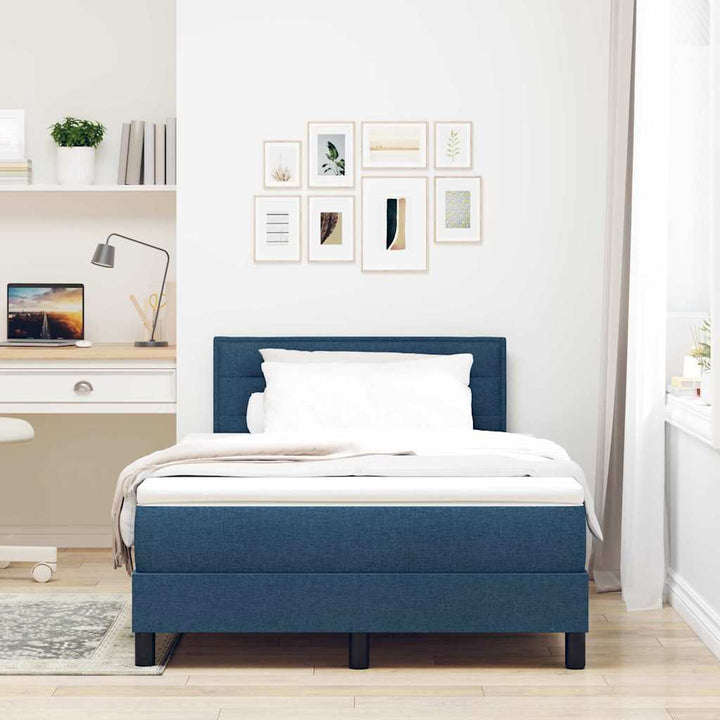 Box spring seng med madras med LED Blå 120 x 190 cm Stof