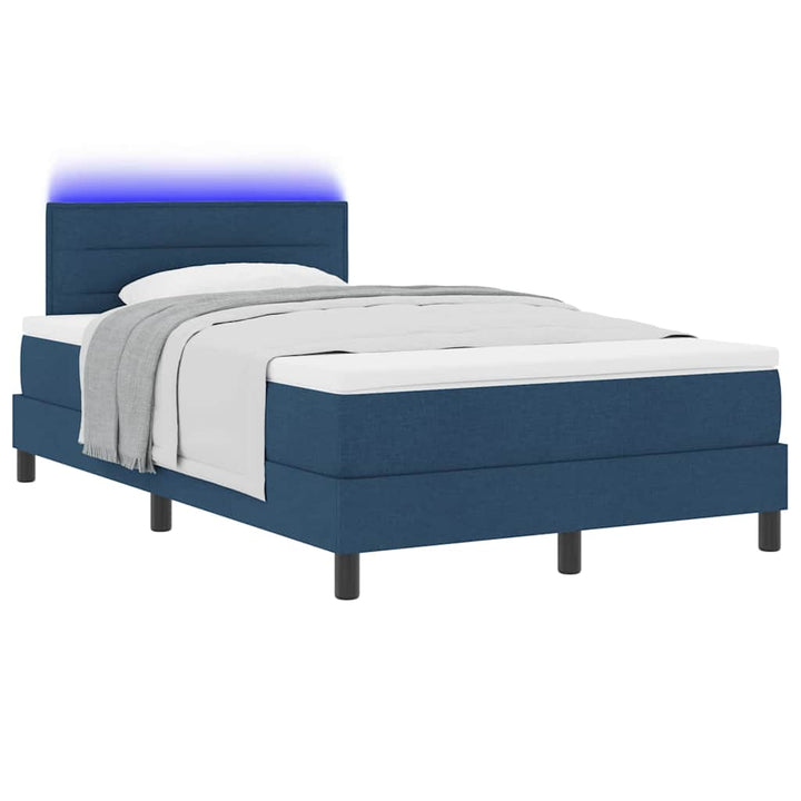 Box spring seng med madras med LED Blå 120 x 190 cm Stof
