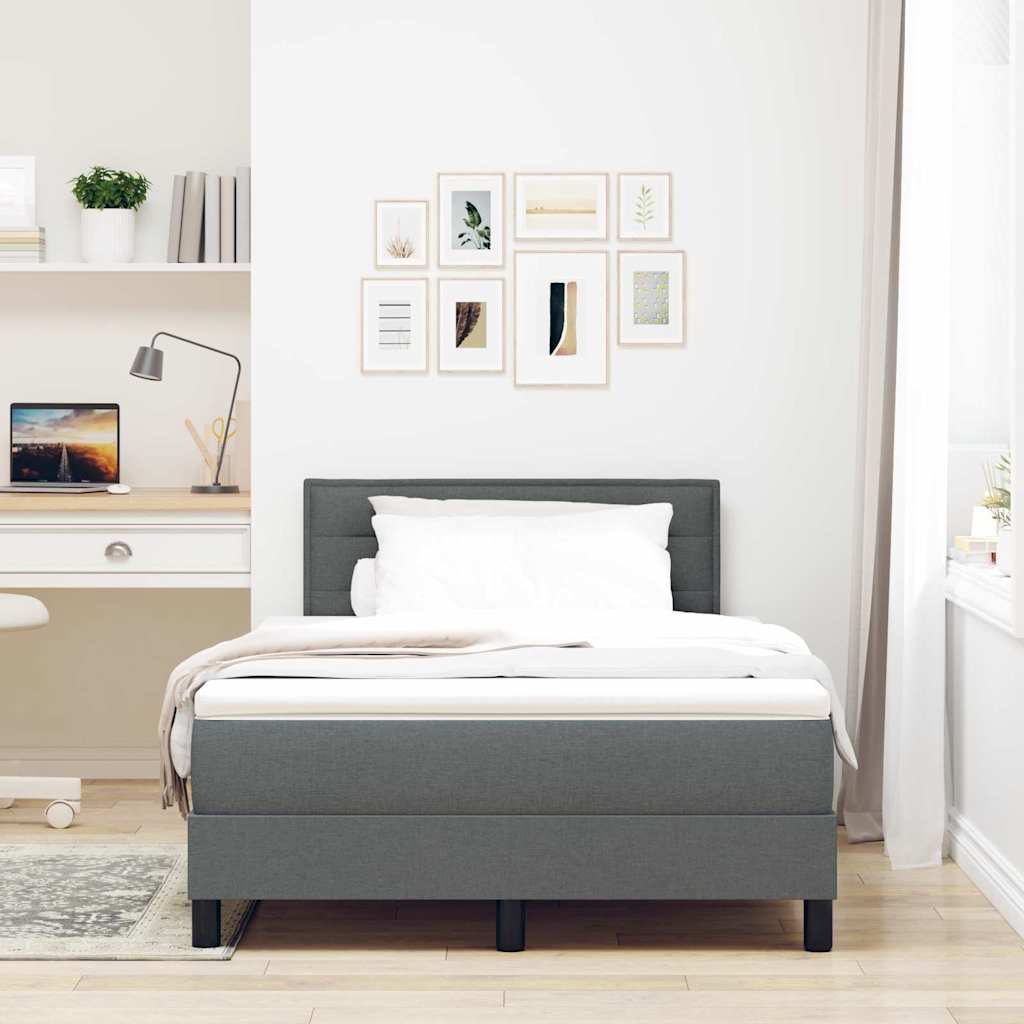 Box spring seng med madras med LED Mørkegrå 120 x 200 cm Stof