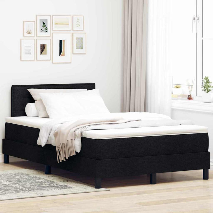 Box spring seng med madras med LED Sort 120 x 200 cm Stof
