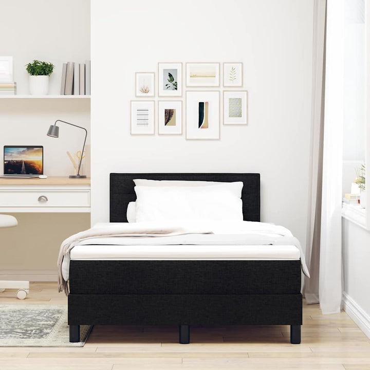 Box spring seng med madras med LED Sort 120 x 200 cm Stof