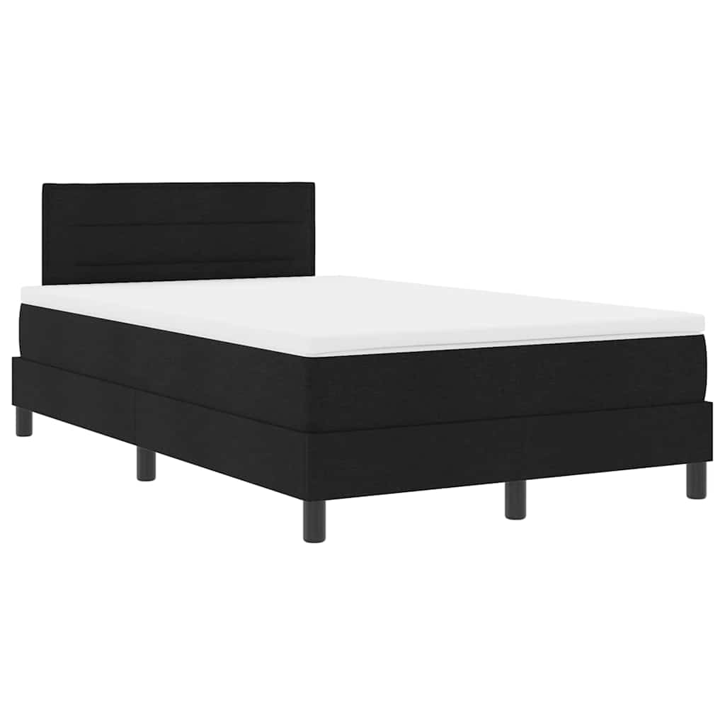 Box spring seng med madras med LED Sort 120 x 200 cm Stof