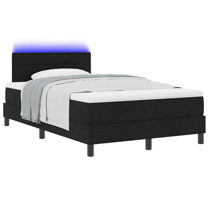 Box spring seng med madras med LED Sort 120 x 200 cm Stof