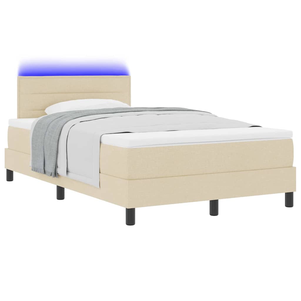 Box spring seng med madras med LED Creme 120 x 200 cm Stof