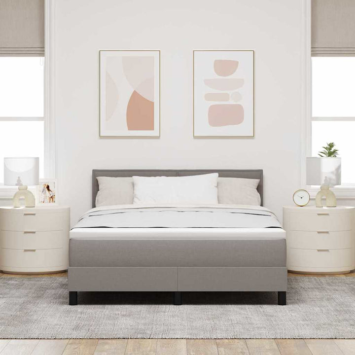 Box spring seng med madras med LED Gråbrun 140 x 190 cm Stof