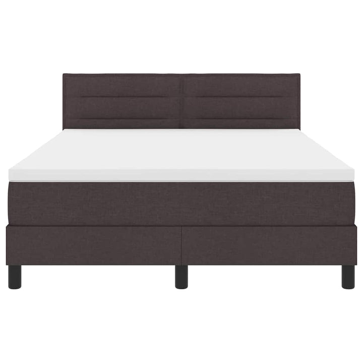 Box spring seng med LED-lysstrimler Mørk Brun 140 x 200 cm Stof